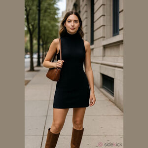 FREE PEOPLE Ribbed Mini Dress Medium Black Sleeveless Boho City Date Night Sexy